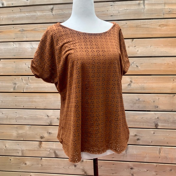 Faux suede brown T-shirt - Picture 1 of 5